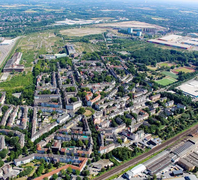 Luftbildaufnahme des Westfalenhüttengeländes