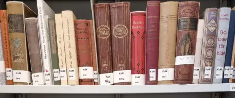 Regal mit verschiedensten Kochbüchern in der Kochbuchbibliothek