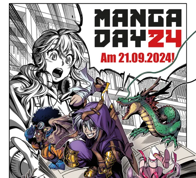 Das Poster zum Manga-Day 2024 zeigt verschiedene Manga-Zeichnungen und das Datum.